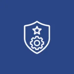Icono de un escudo con una estrella y un engranaje