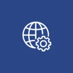 Icono de un globo terráqueo con un engranaje